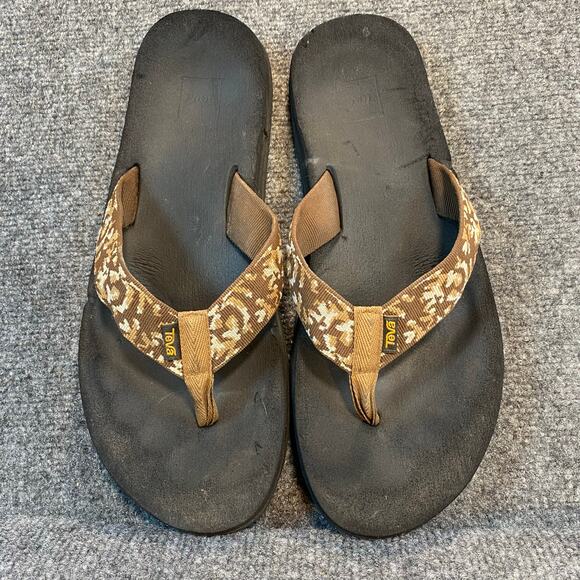 Teva Other - Teva Mens 12 Sandals Mush II Thong Flip Flop Sandals Brown Pattern 4168